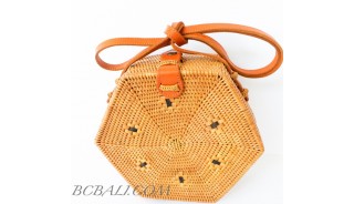 Shape rattan ata sling bags natural balinese handmade